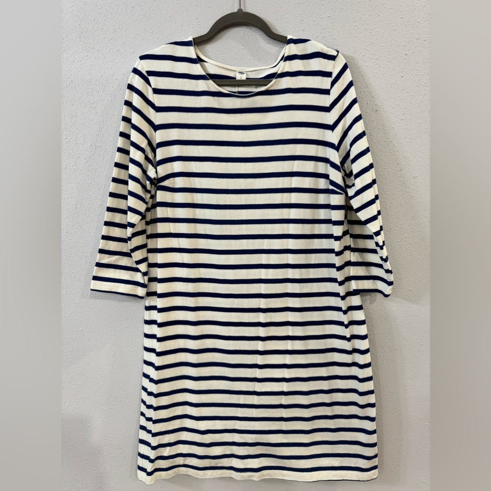 Ladies Old Navy Size L Navy & Cream Striped Dress. Fits Size 10-12